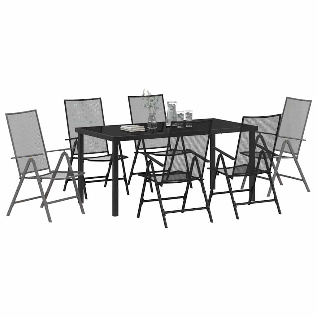 vidaXL Σέτ φαγητού για κήπο 7 pcs Ανθρακί Χάλυβας με επίστρωση πούδρας
