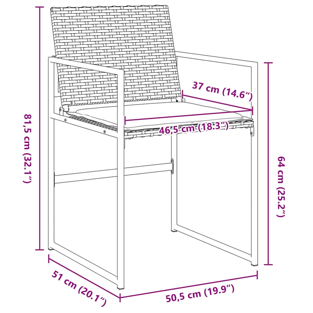 vidaXL Σέτ φαγητού για κήπο 5 pcs Μαύρο Πολυ ράταν