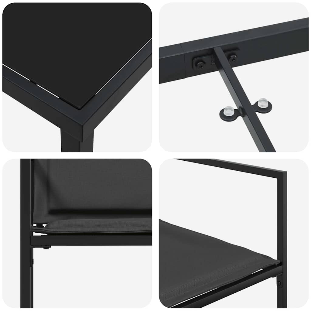 vidaXL Σέτ φαγητού για κήπο 5 pcs Μαύρο 140 x 70 x 73 cm