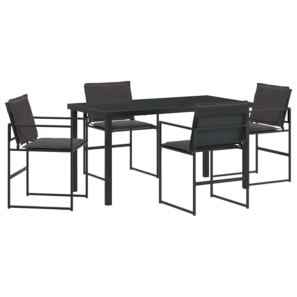 vidaXL Σέτ φαγητού για κήπο 5 pcs Μαύρο 140 x 70 x 73 cm