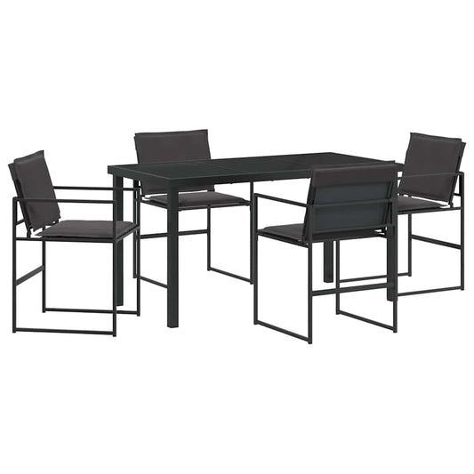 vidaXL Σέτ φαγητού για κήπο 5 pcs Μαύρο 140 x 70 x 73 cm