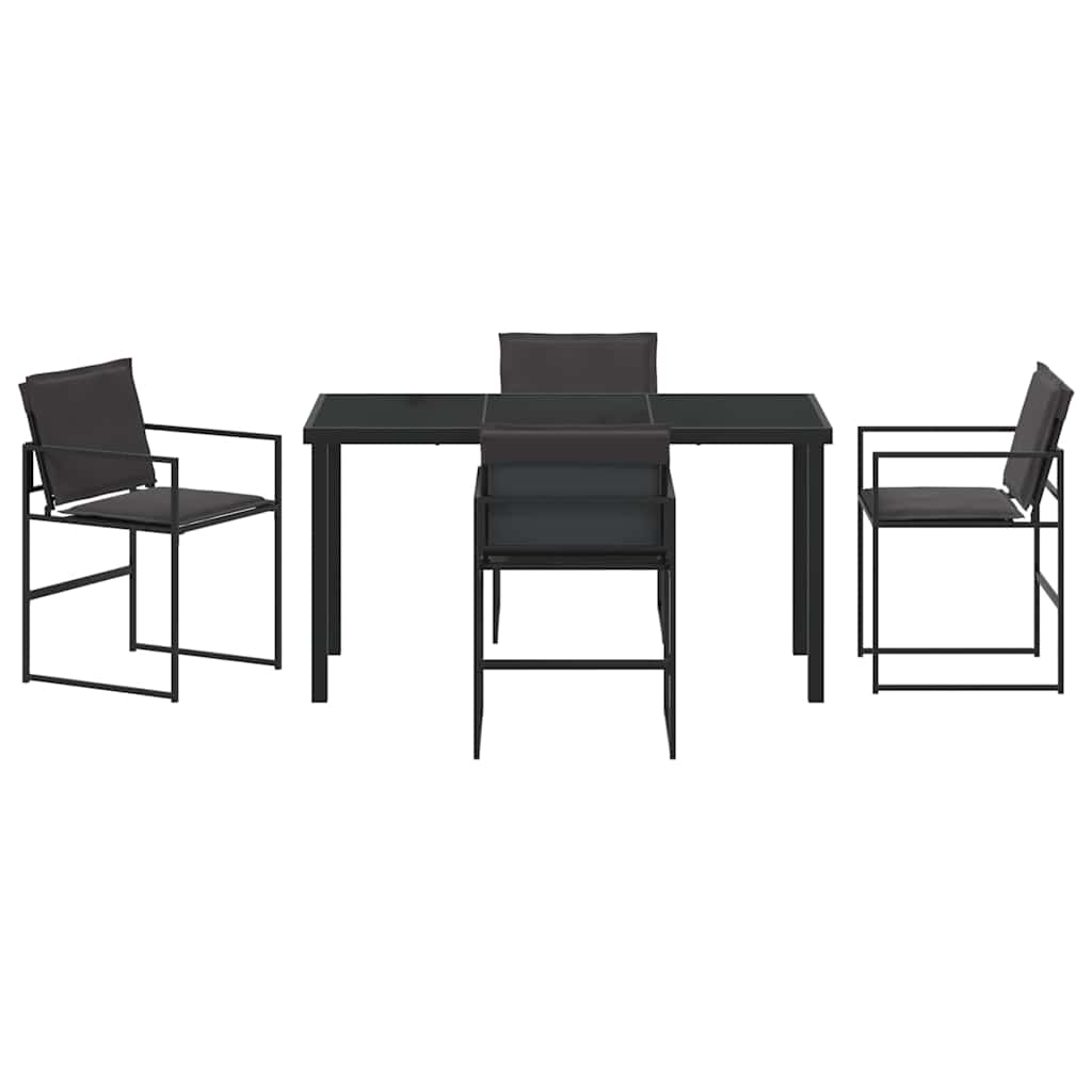 vidaXL Σέτ φαγητού για κήπο 5 pcs Μαύρο 140 x 70 x 73 cm