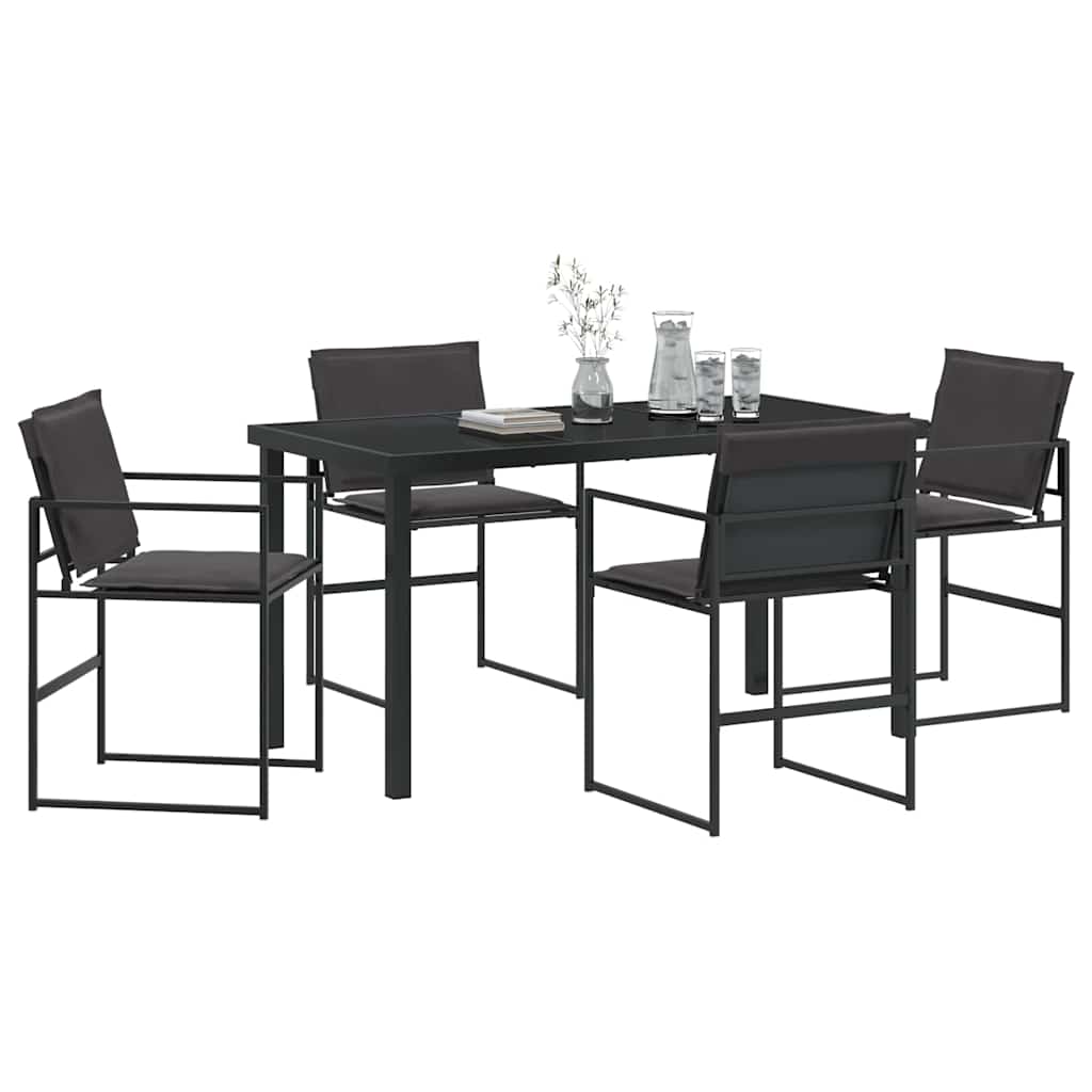 vidaXL Σέτ φαγητού για κήπο 5 pcs Μαύρο 140 x 70 x 73 cm