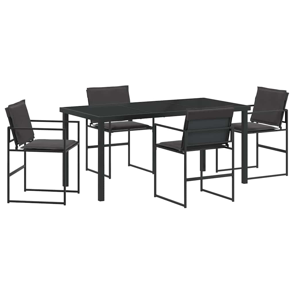 vidaXL Σέτ φαγητού για κήπο 5 pcs Μαύρο 160 x 80 x 73 εκ