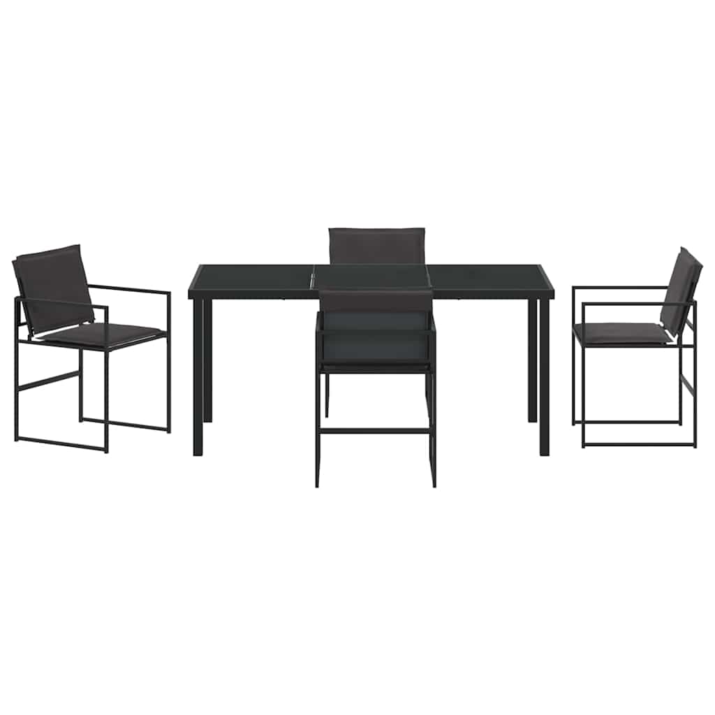 vidaXL Σέτ φαγητού για κήπο 5 pcs Μαύρο 160 x 80 x 73 εκ