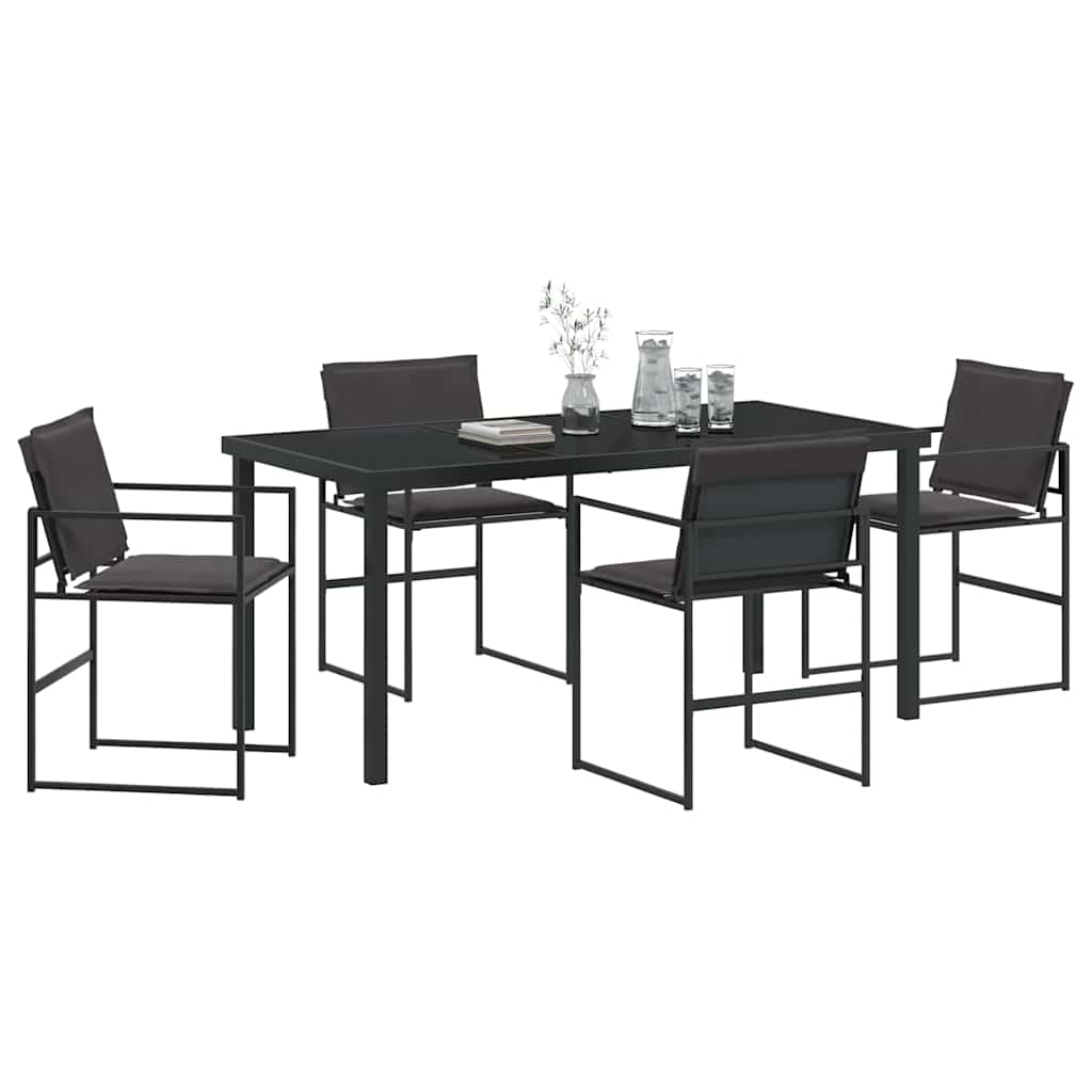 vidaXL Σέτ φαγητού για κήπο 5 pcs Μαύρο 160 x 80 x 73 εκ