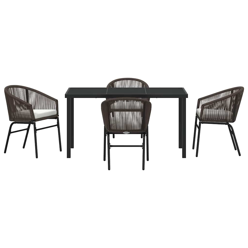 vidaXL Σέτ φαγητού για κήπο 5 pcs Καφέ Πολυ ράταν