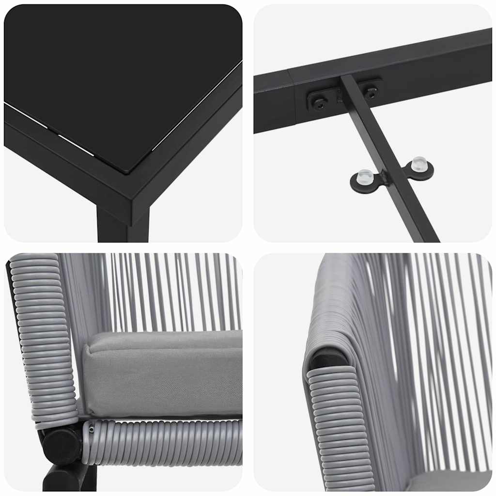 vidaXL Σετ 5 τεμαχίων κήπου σε γκρι πολυ ρατάν