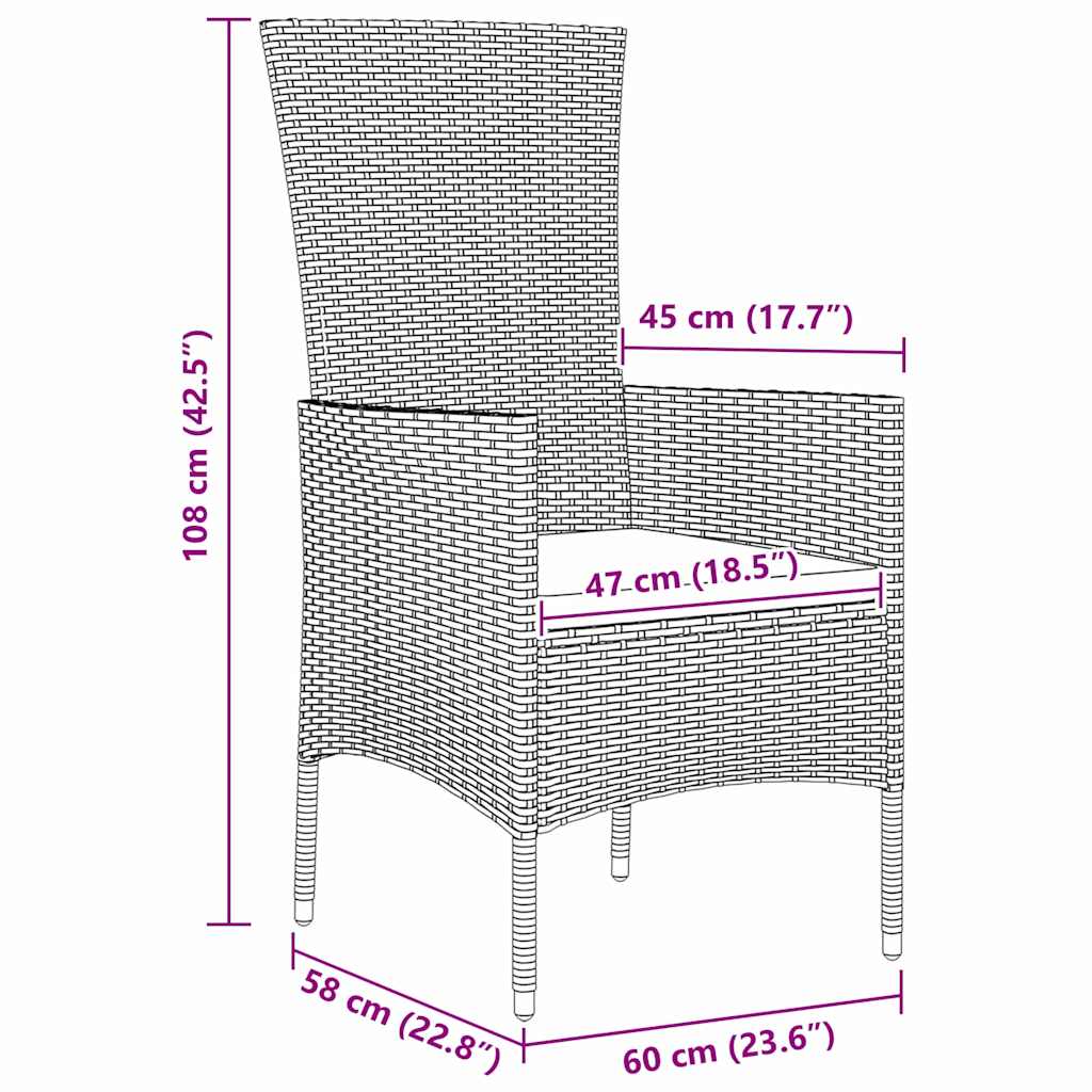 vidaXL Σέτ φαγητού για κήπο με μαξιλάρι 5 pcs Μπεζ συνθετικό ρατάν