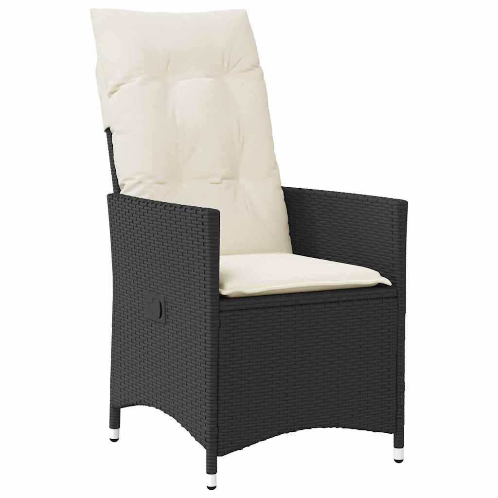 vidaXL Σέτ φαγητού για κήπο 9 τμχ. Μαύρο συνθετικό ρατάν