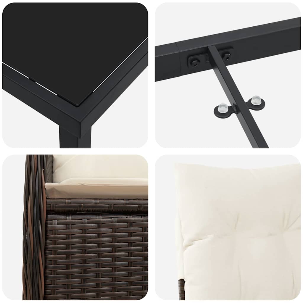 vidaXL 5 τεμαχίων σετ τραπεζαρίας κήπου με μαξιλάρια Καφέ Πολυ Ρατάν