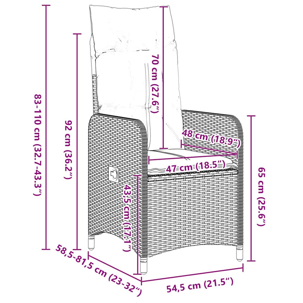 vidaXL Σετ 5 Τεμαχίων Για Γευστική Κήπο Με Μαξιλάρια Καφέ Poly Rattan