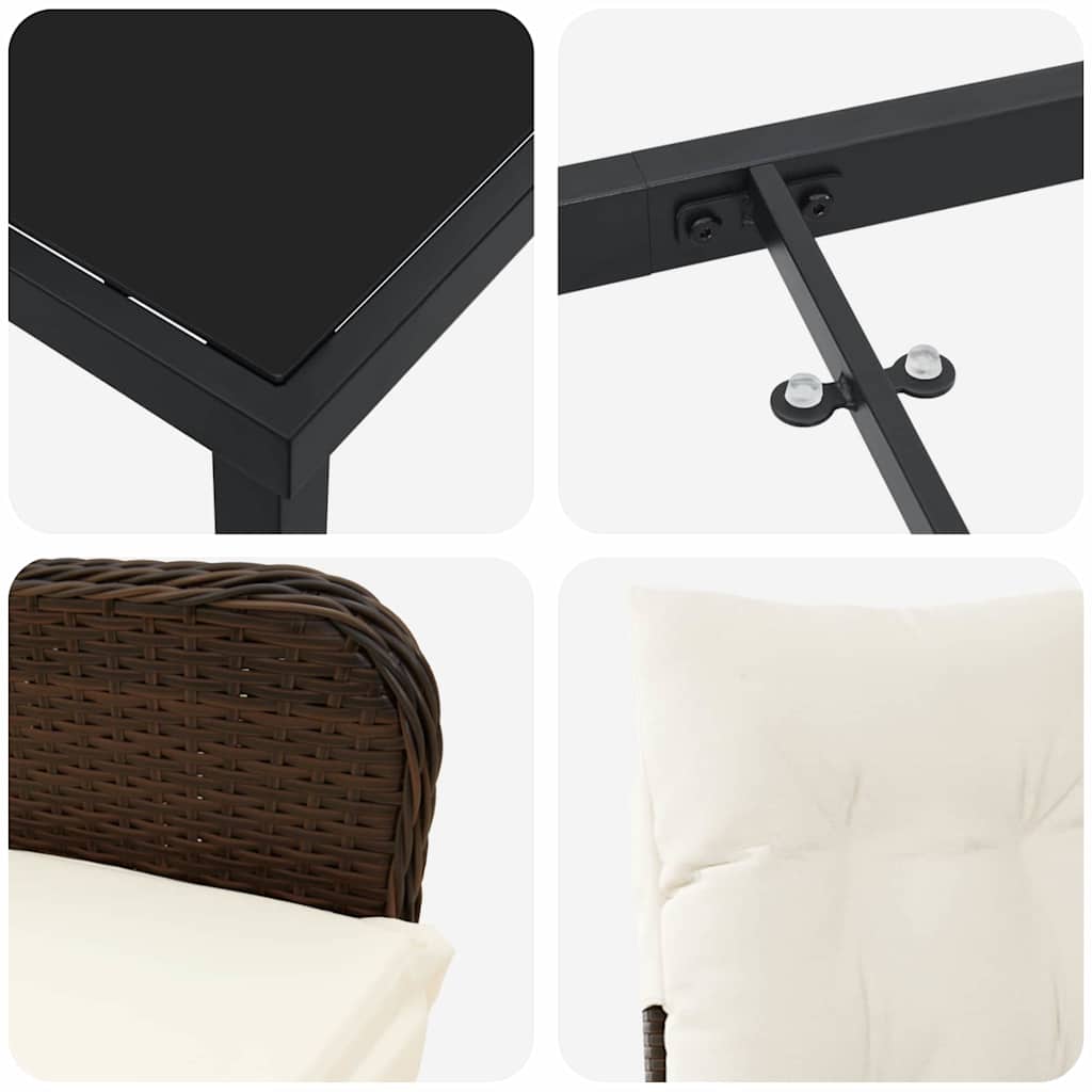 vidaXL Σετ Κηποεπίπλων 5 Τμχ με Μαξιλάρια Καφέ Πολυ Ρατάν