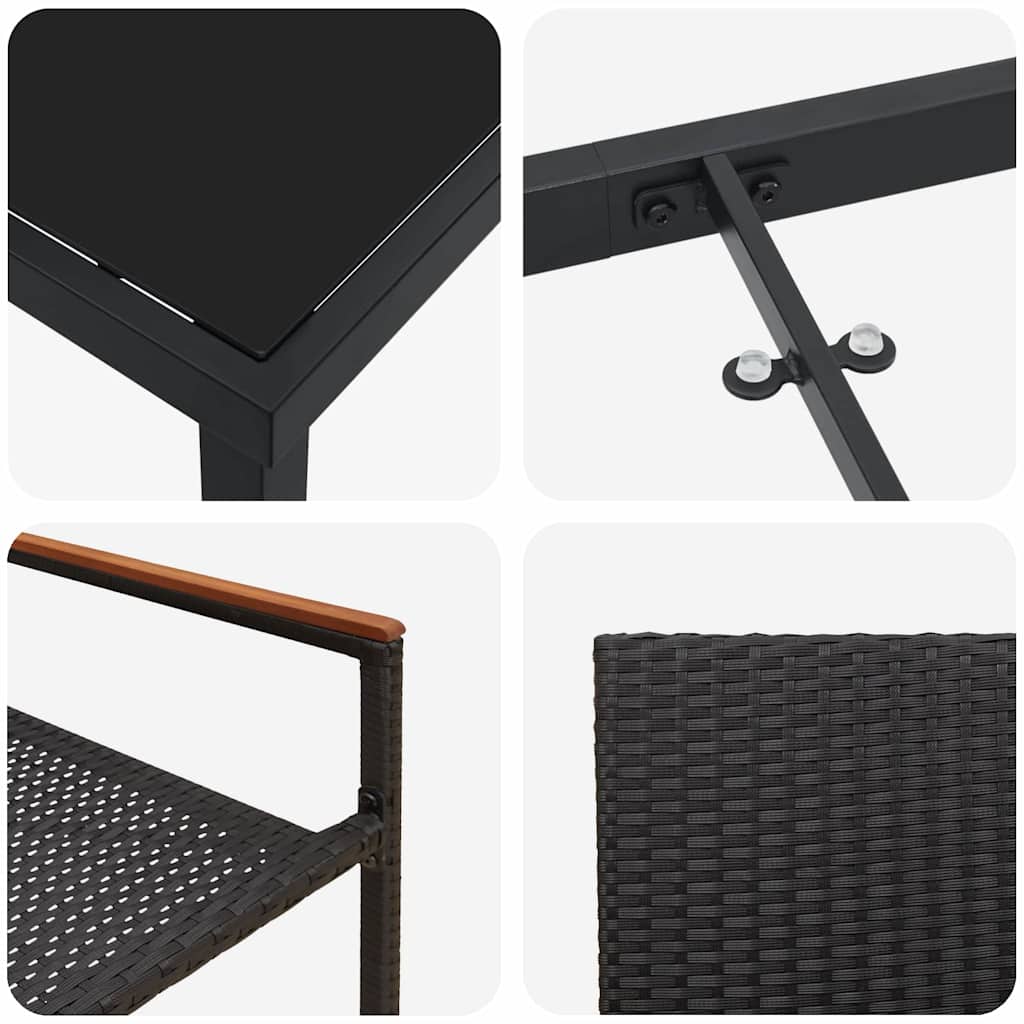 vidaXL Σέτ φαγητού για κήπο 5 pcs Μαύρο Πολυ ράταν