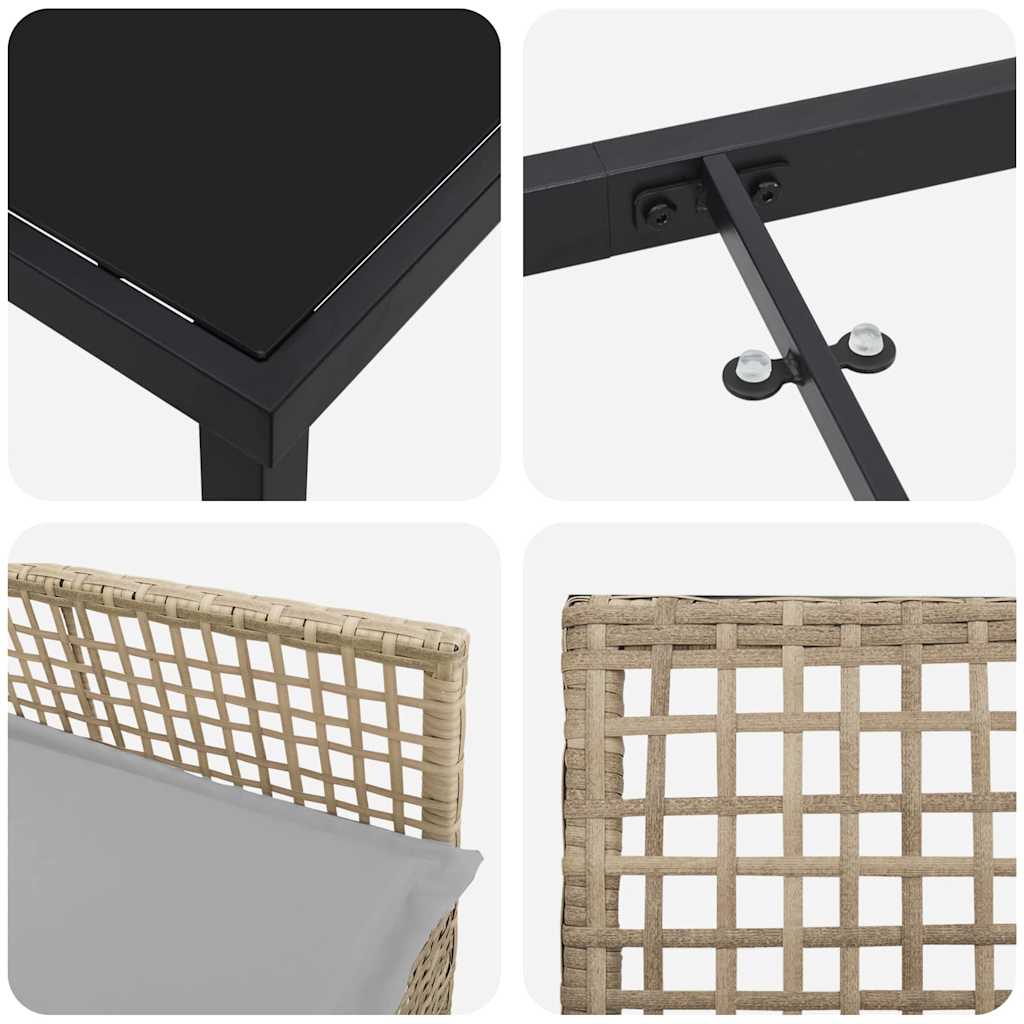 vidaXL Σέτ φαγητού για κήπο με μαξιλάρι 7 pcs Μπεζ Πολυ ράταν