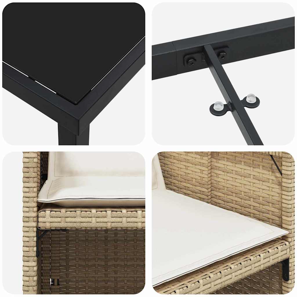 vidaXL Σέτ φαγητού για κήπο με μαξιλάρι 5 pcs Μπεζ Πολυ ράταν