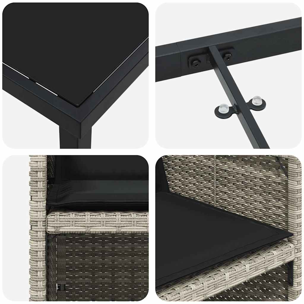 vidaXL Σέτ φαγητού για κήπο με μαξιλάρι 5 pcs Ανοιχτό γκρι Πολυ ράταν