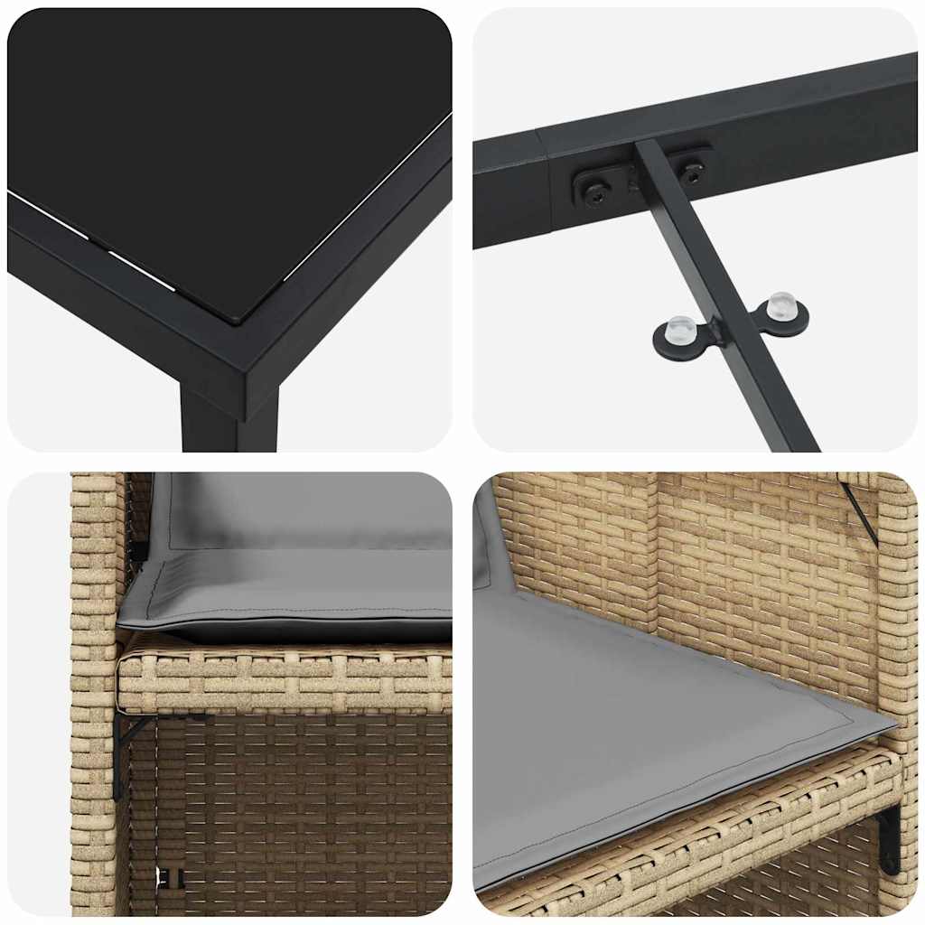 vidaXL Σέτ φαγητού για κήπο με μαξιλάρι 5 pcs Μπεζ Πολυ ράταν