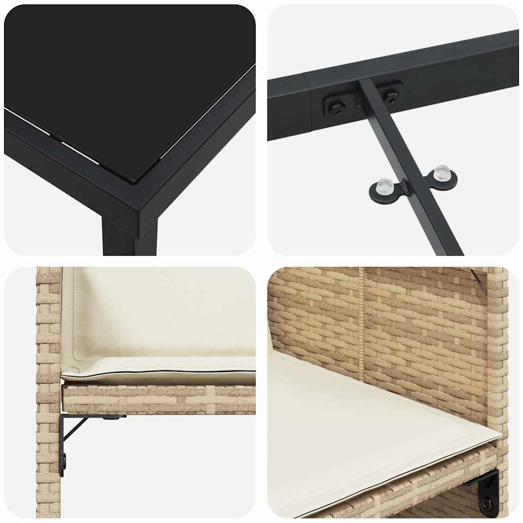 vidaXL Σέτ φαγητού για κήπο με μαξιλάρι 5 pcs Μπεζ Πολυ ράταν