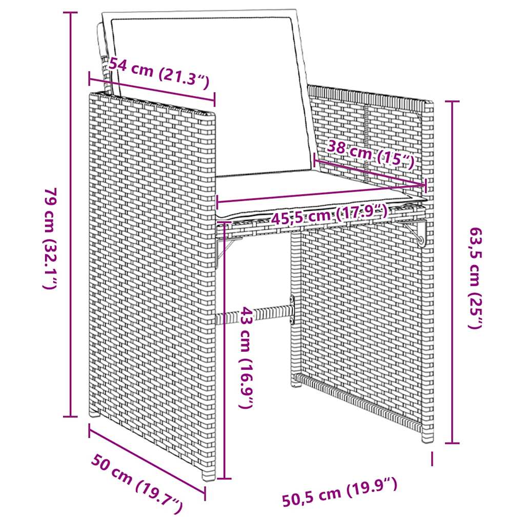 vidaXL Σέτ φαγητού για κήπο με μαξιλάρι 5 pcs Ανοιχτό γκρι Πολυ ράταν