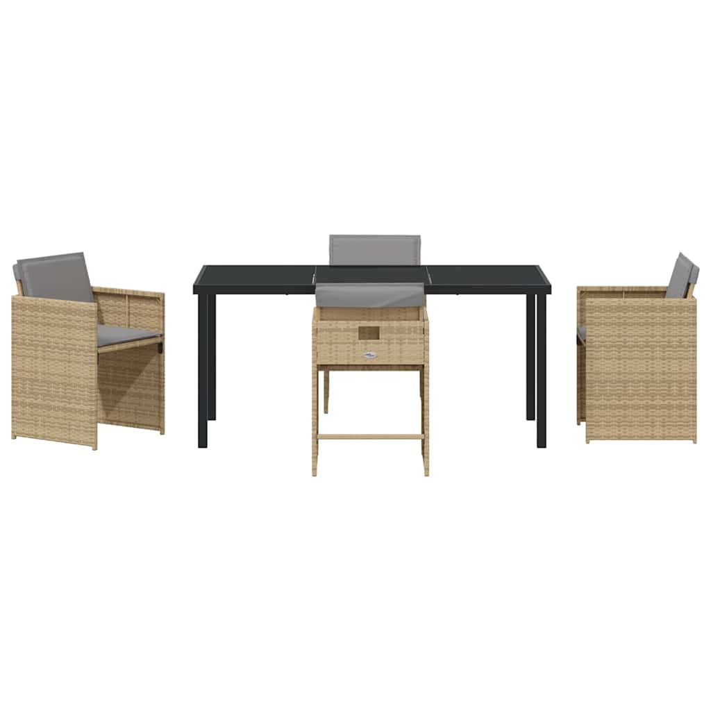 vidaXL Σέτ φαγητού για κήπο με μαξιλάρι 5 pcs Μπεζ Πολυ ράταν