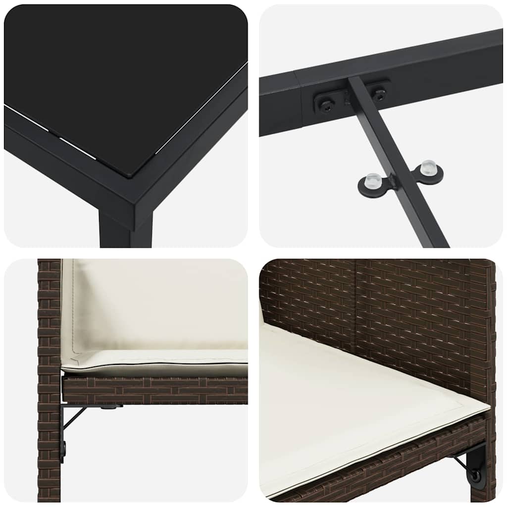 vidaXL Σέτ φαγητού για κήπο με μαξιλάρι 5 pcs Καφέ Πολυ ράταν