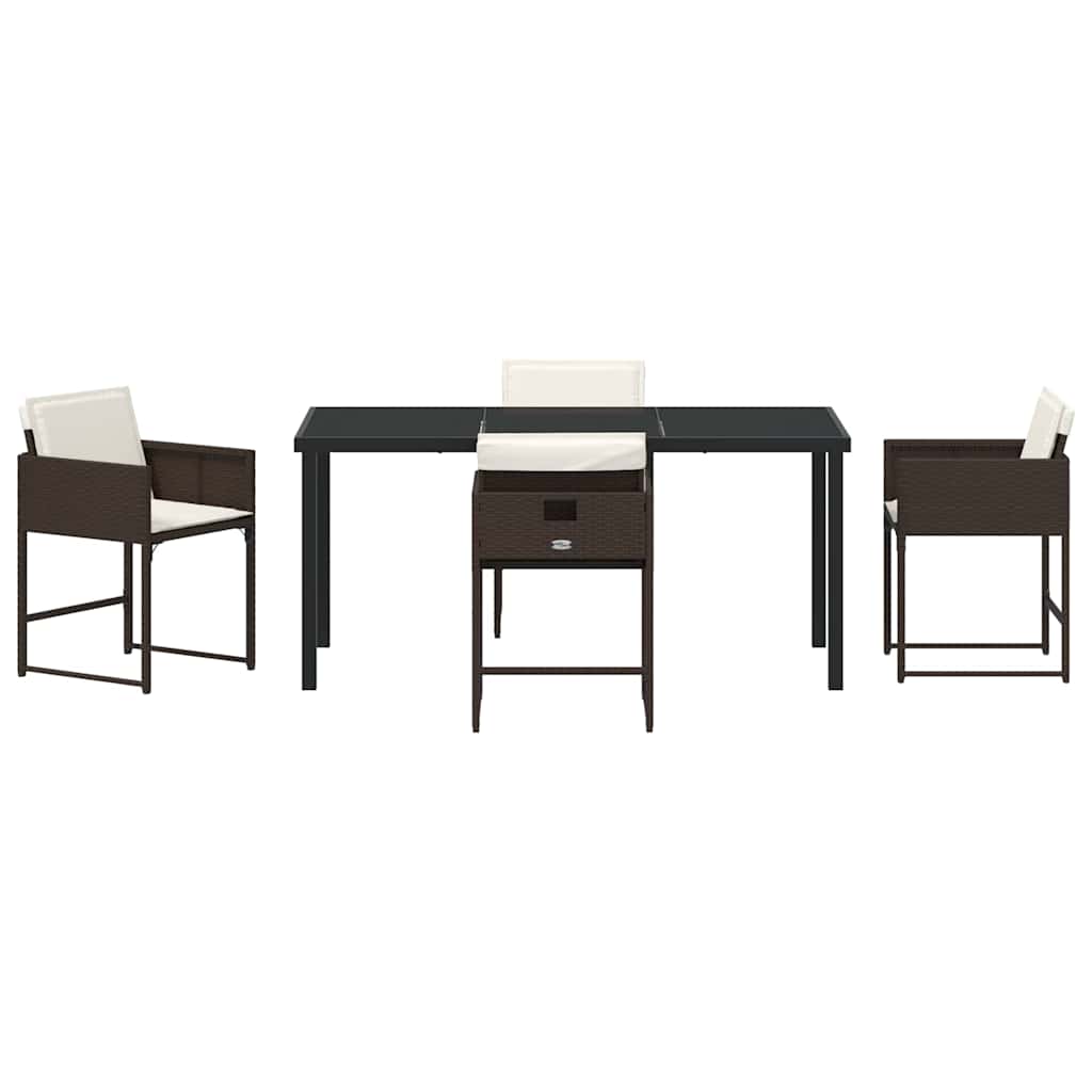 vidaXL Σέτ φαγητού για κήπο με μαξιλάρι 5 pcs Καφέ Πολυ ράταν