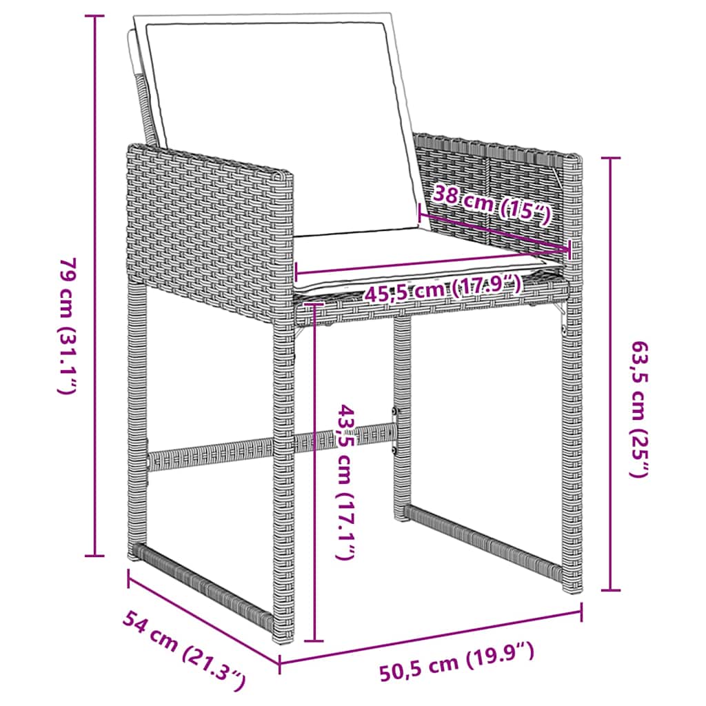 vidaXL Σέτ φαγητού για κήπο με μαξιλάρι 5 pcs Ανοιχτό γκρι Πολυ ράταν
