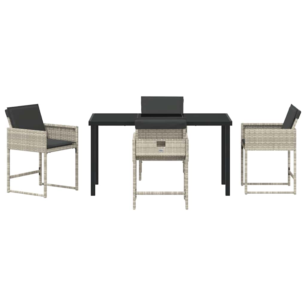 vidaXL Σέτ φαγητού για κήπο με μαξιλάρι 5 pcs Ανοιχτό γκρι Πολυ ράταν