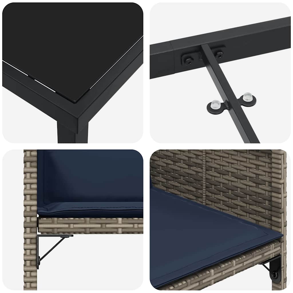 vidaXL Σέτ φαγητού για κήπο με μαξιλάρι 5 pcs Γκρι Πολυ ράταν