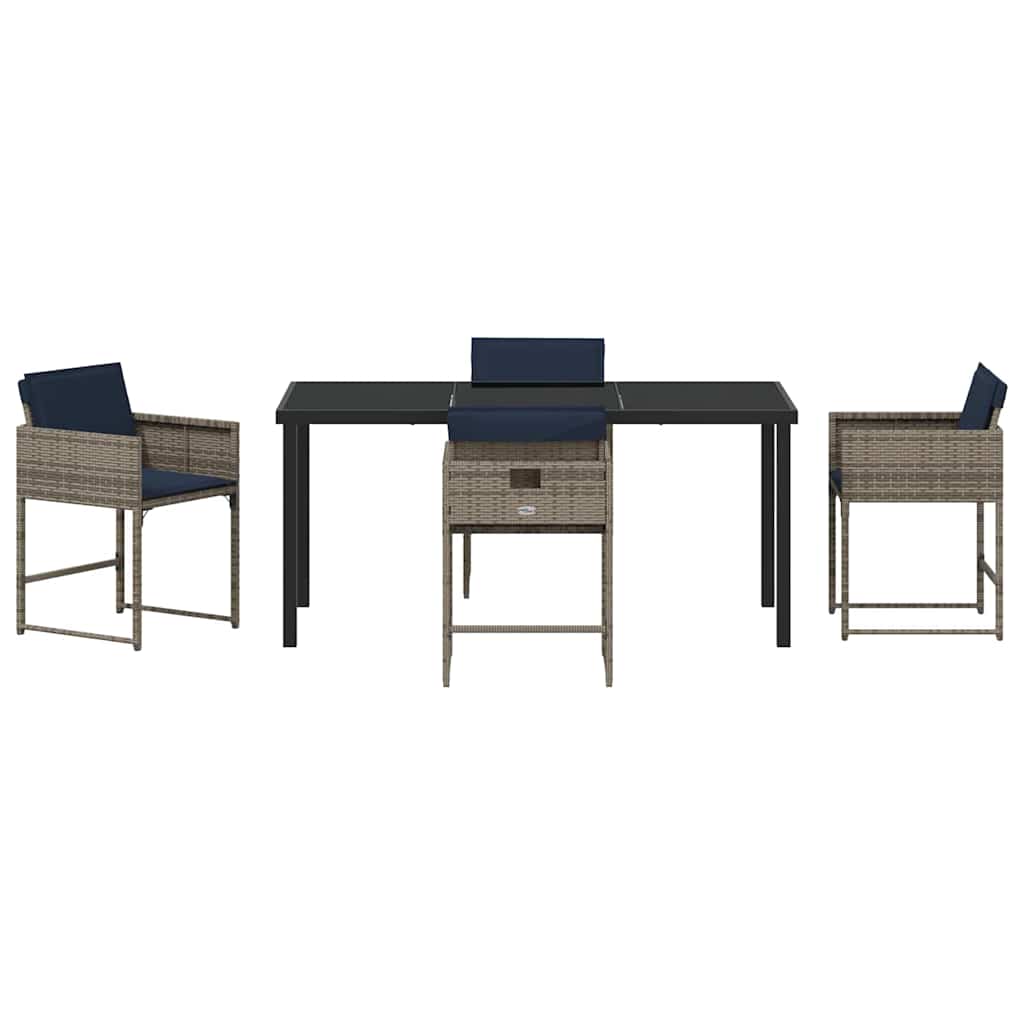 vidaXL Σέτ φαγητού για κήπο με μαξιλάρι 5 pcs Γκρι Πολυ ράταν