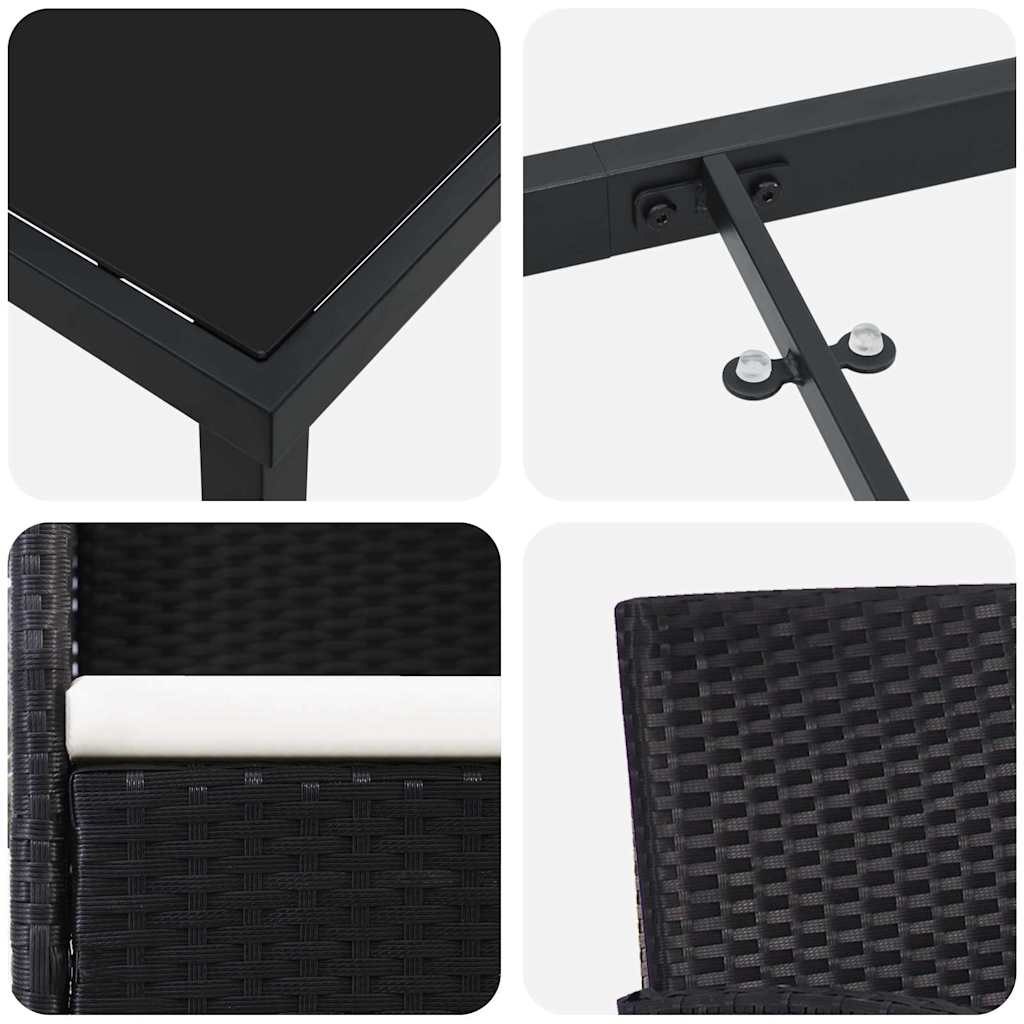 vidaXL Σέτ φαγητού για κήπο με μαξιλάρι 5 pcs Μαύρο Πολυ ράταν