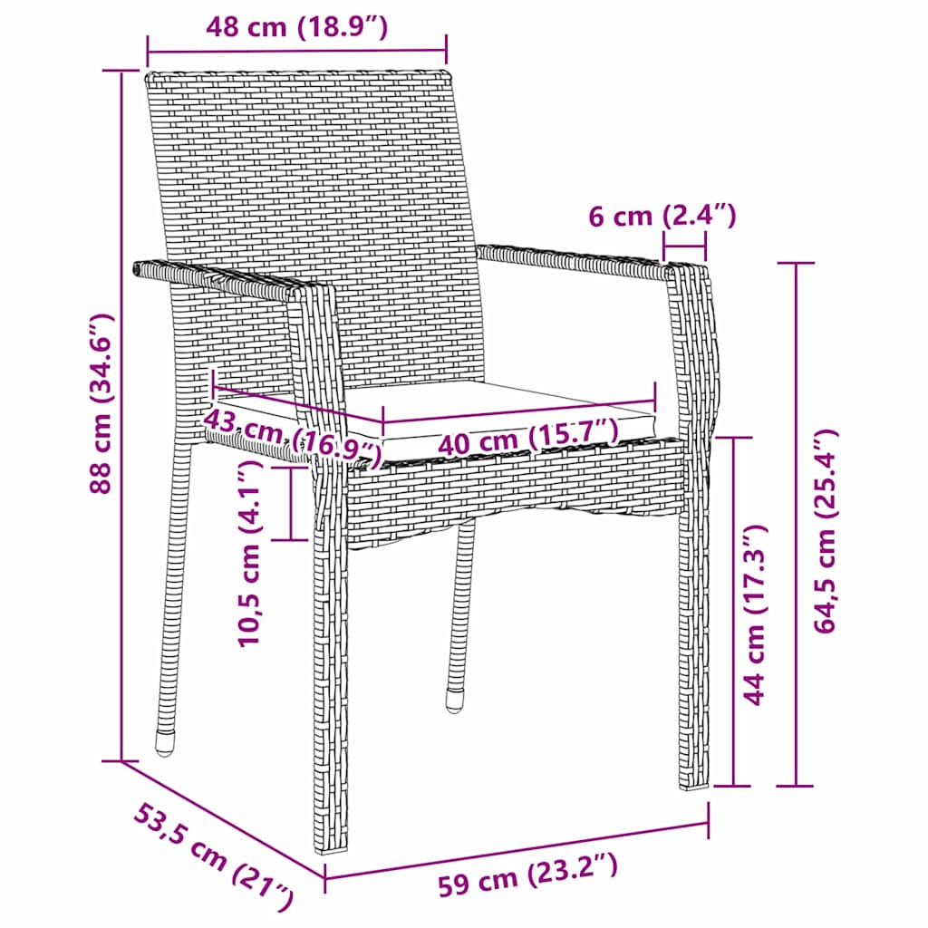 vidaXL Σέτ φαγητού για κήπο με μαξιλάρι 5 pcs Γκρι Πολυ ράταν