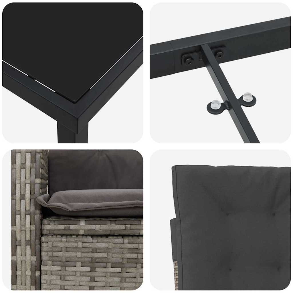 vidaXL Σέτ φαγητού για κήπο 7 pcs Γκρι συνθετικό ρατάν