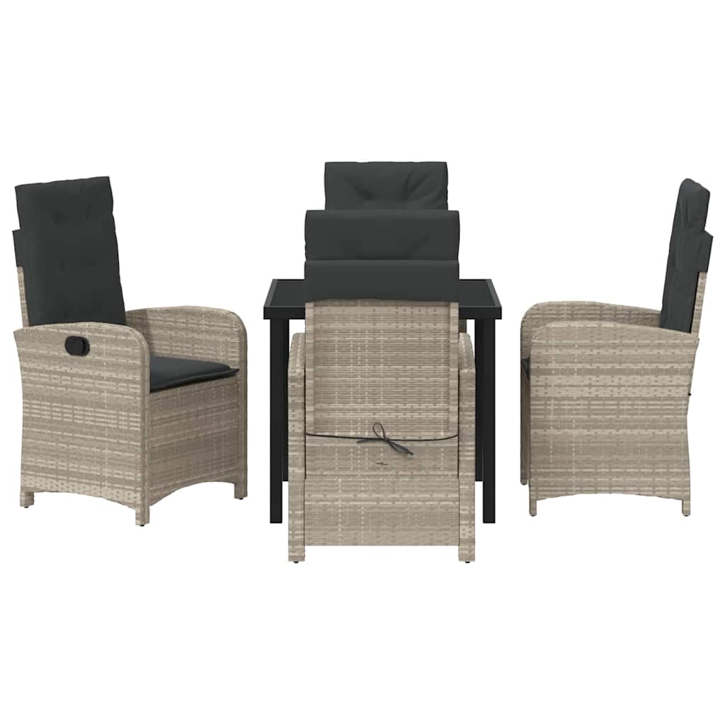 vidaXL Σέτ φαγητού για κήπο 5 pcs Ανοιχτό γκρι συνθετικό ρατάν