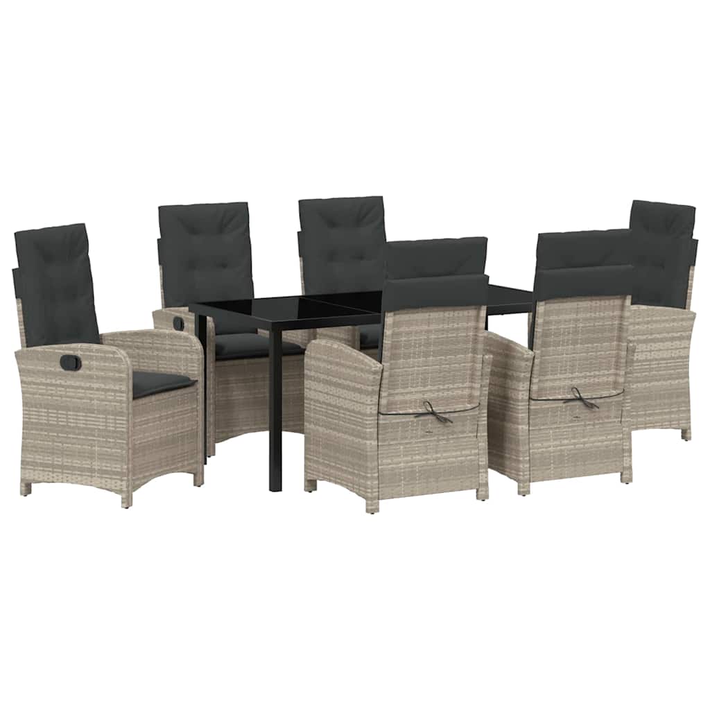 vidaXL Σέτ φαγητού για κήπο 7 pcs Ανοιχτό γκρι συνθετικό ρατάν