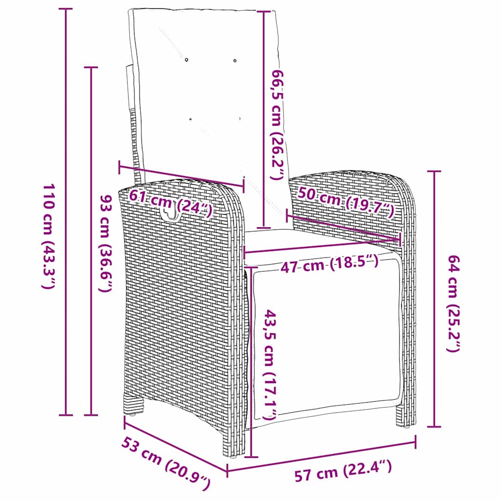 vidaXL Σέτ φαγητού για κήπο 5 pcs Μαύρο συνθετικό ρατάν