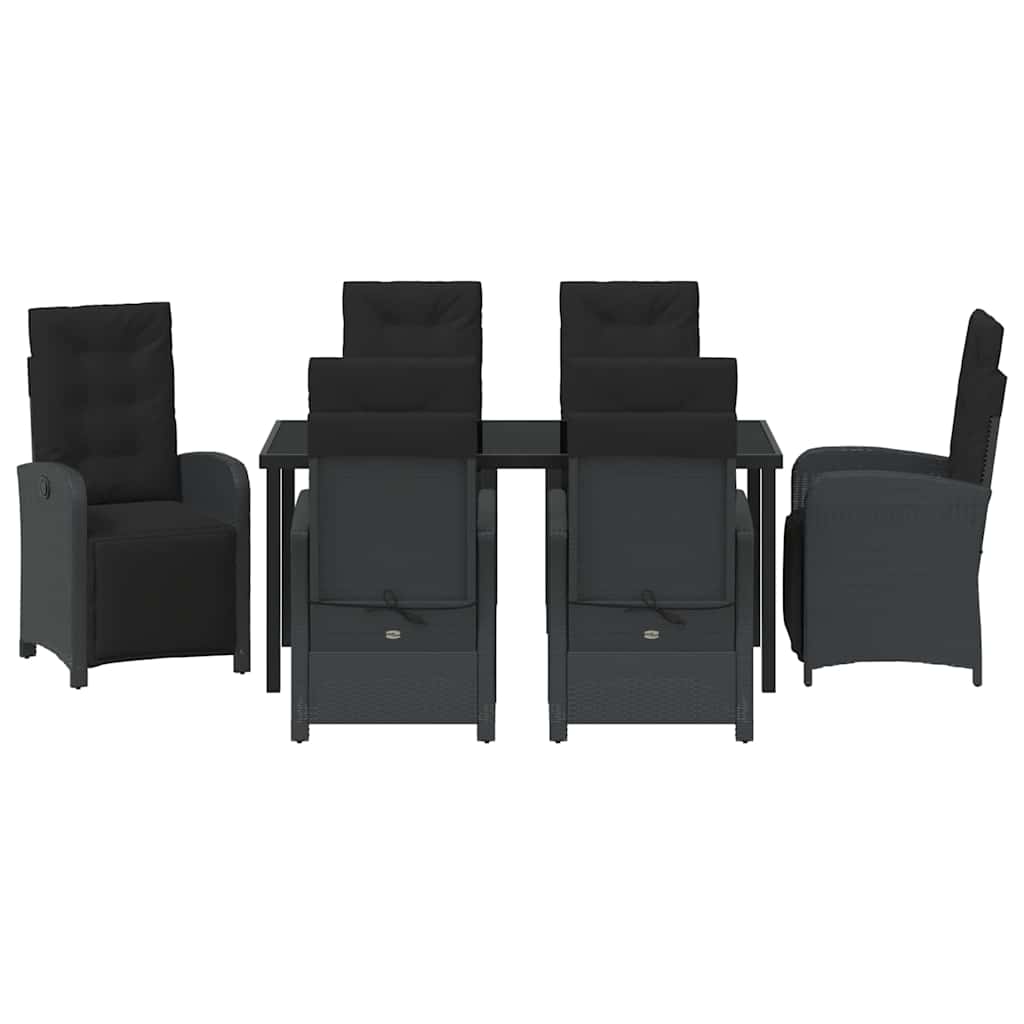 vidaXL Σέτ φαγητού για κήπο 7 pcs Μαύρο συνθετικό ρατάν