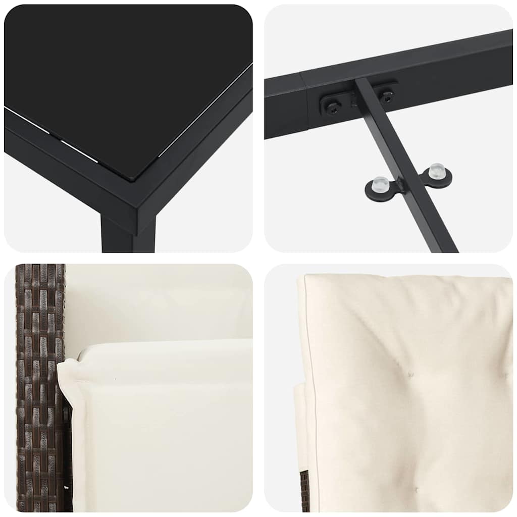 vidaXL Σέτ φαγητού για κήπο 5 pcs Καφέ συνθετικό ρατάν