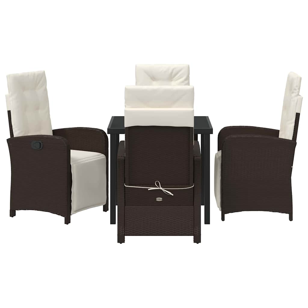 vidaXL Σέτ φαγητού για κήπο 5 pcs Καφέ συνθετικό ρατάν