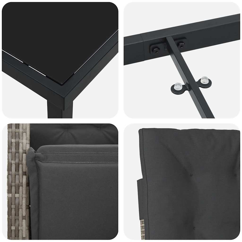 vidaXL Σέτ φαγητού για κήπο 5 pcs Γκρι συνθετικό ρατάν