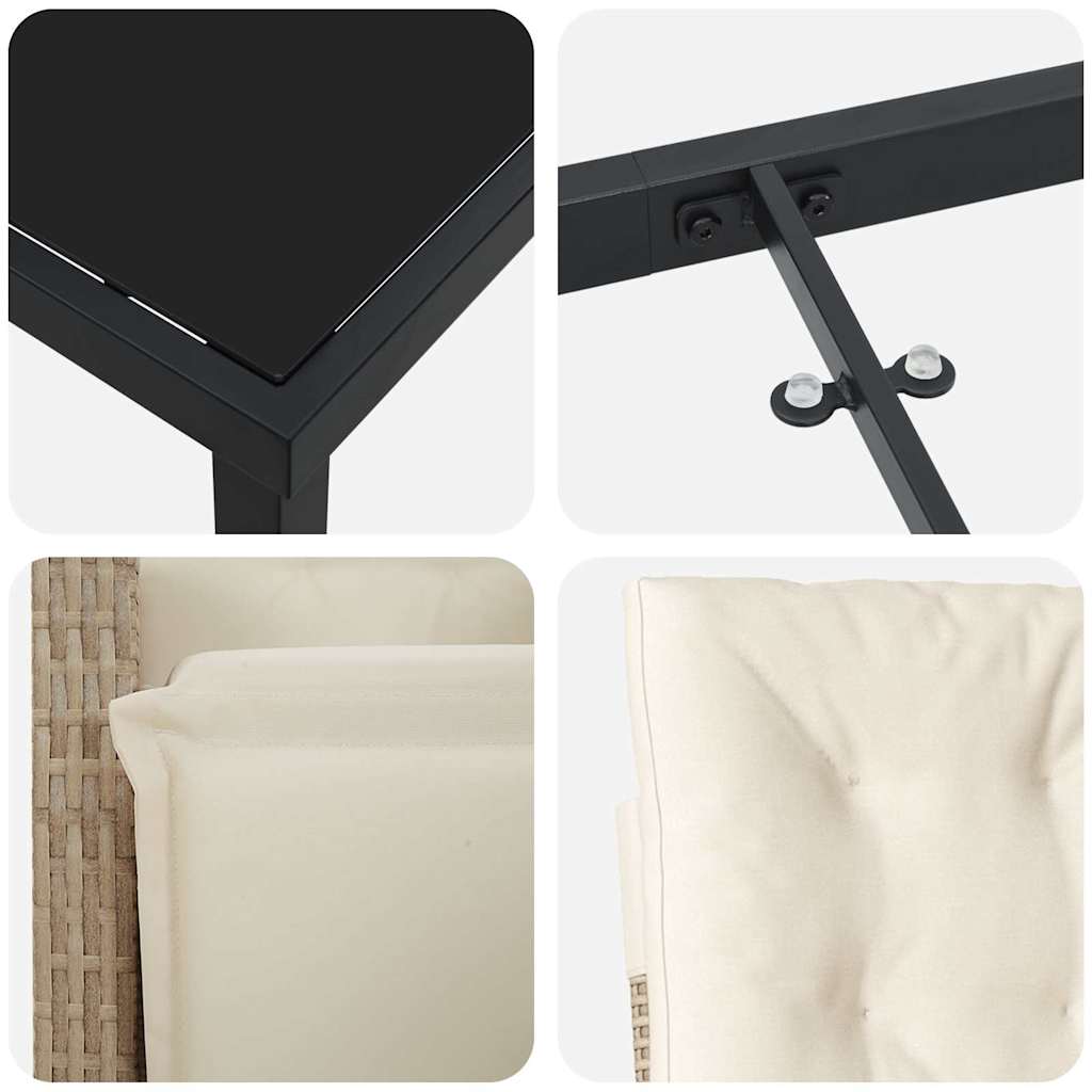 vidaXL Σέτ φαγητού για κήπο 7 pcs Μπεζ συνθετικό ρατάν