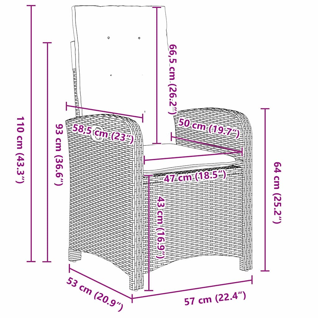 vidaXL Σέτ φαγητού για κήπο 7 pcs Γκρι συνθετικό ρατάν