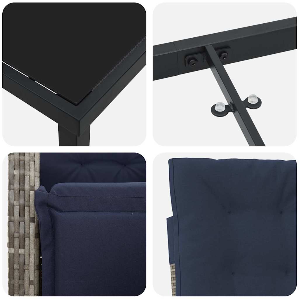 vidaXL Σέτ φαγητού για κήπο 3 pcs Γκρι συνθετικό ρατάν