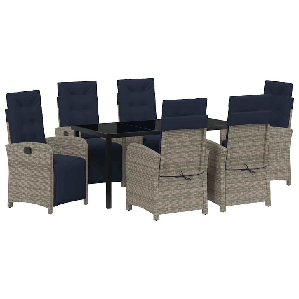 vidaXL Σέτ φαγητού για κήπο 7 pcs Γκρι συνθετικό ρατάν