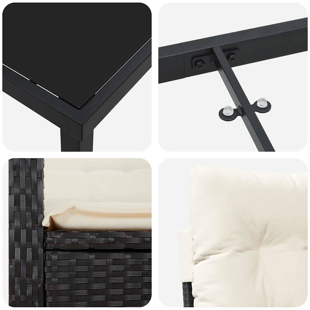 vidaXL Σέτ φαγητού για κήπο 3 pcs Μαύρο συνθετικό ρατάν