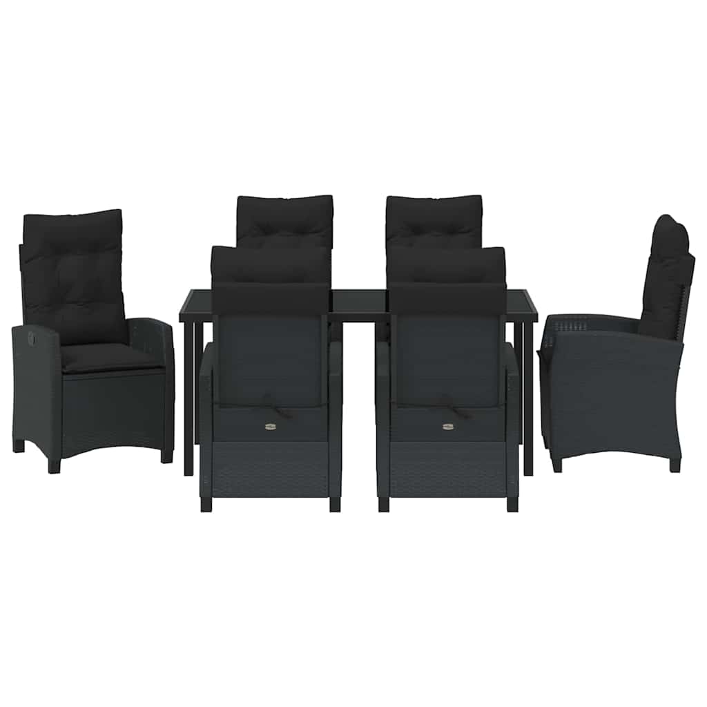 vidaXL Σέτ φαγητού για κήπο 7 pcs Μαύρο συνθετικό ρατάν