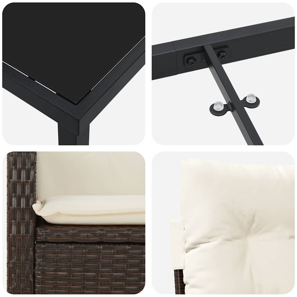 vidaXL Σέτ φαγητού για κήπο 5 pcs Καφέ συνθετικό ρατάν