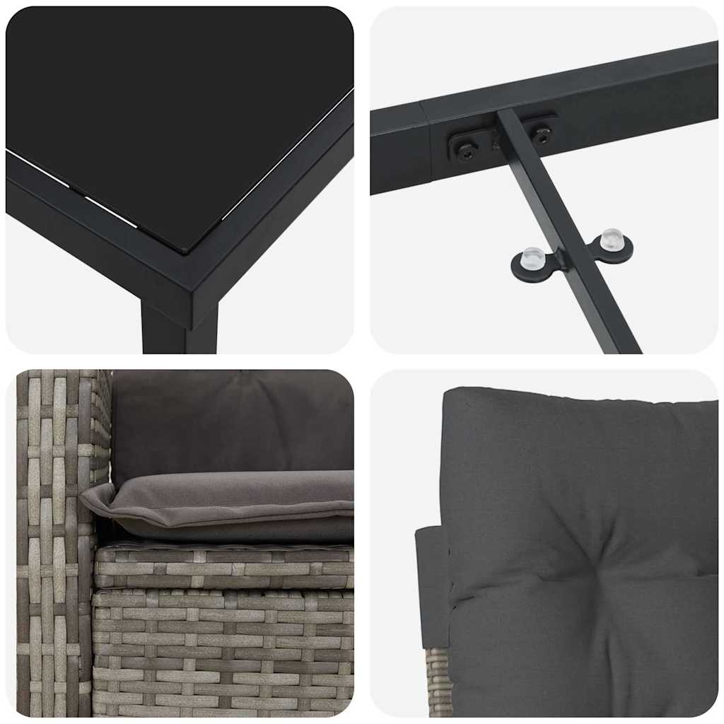 vidaXL Σέτ φαγητού για κήπο 3 pcs Γκρι συνθετικό ρατάν