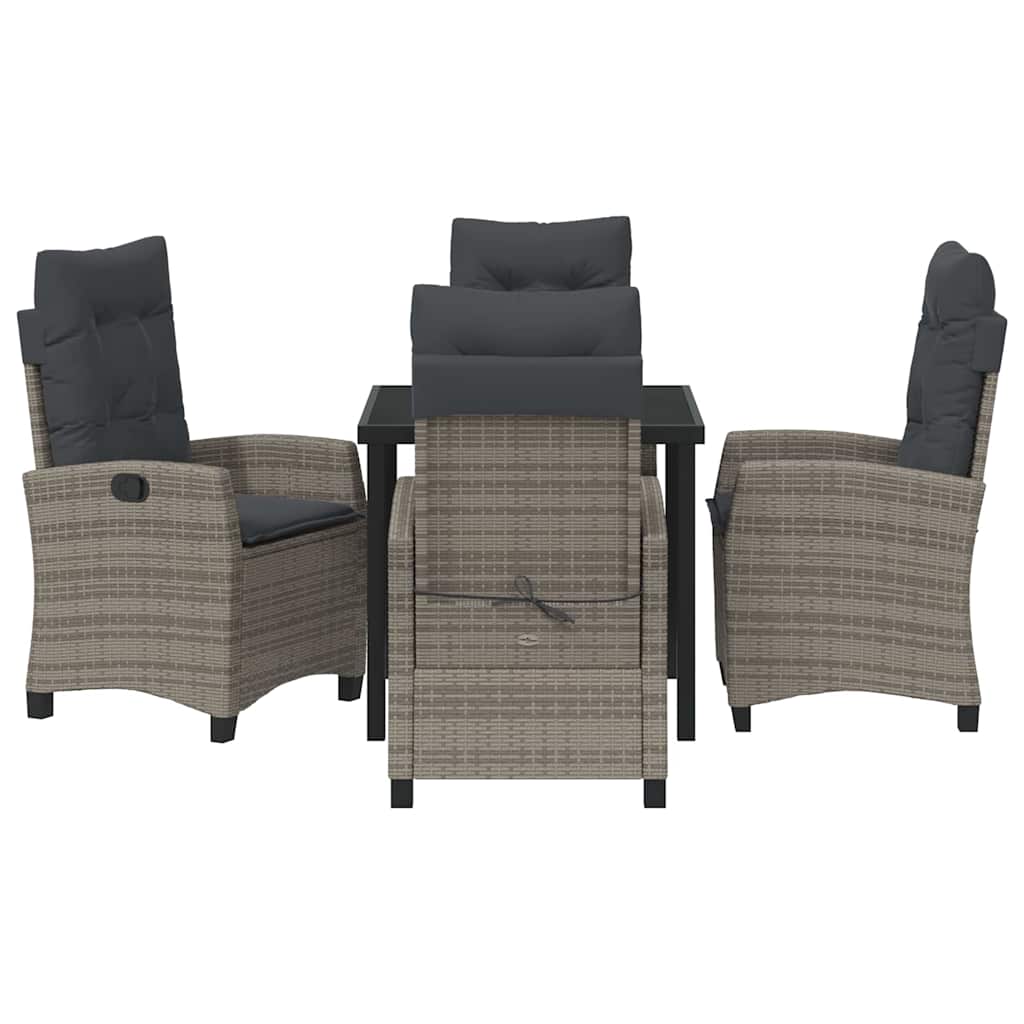 vidaXL Σέτ φαγητού για κήπο 5 pcs Γκρι συνθετικό ρατάν